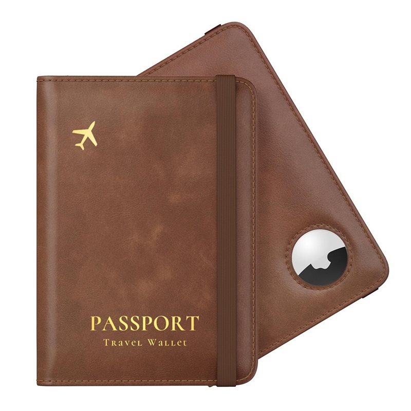 Leather Passport Cover - ABRT-Paspoorthouder met RFID-blokkering voor Airtag, slanke