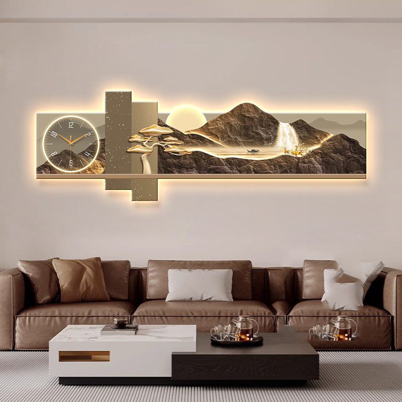 Luxury Lifestyle Living - Groot formaat kunstmuurschildering Luxe moderne klokmuur