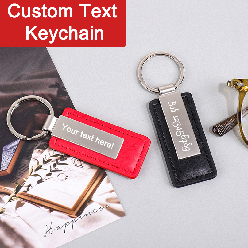 Personalized Engraved Gift - PU-leer aangepaste naam sleutelhanger cadeau aangepaste