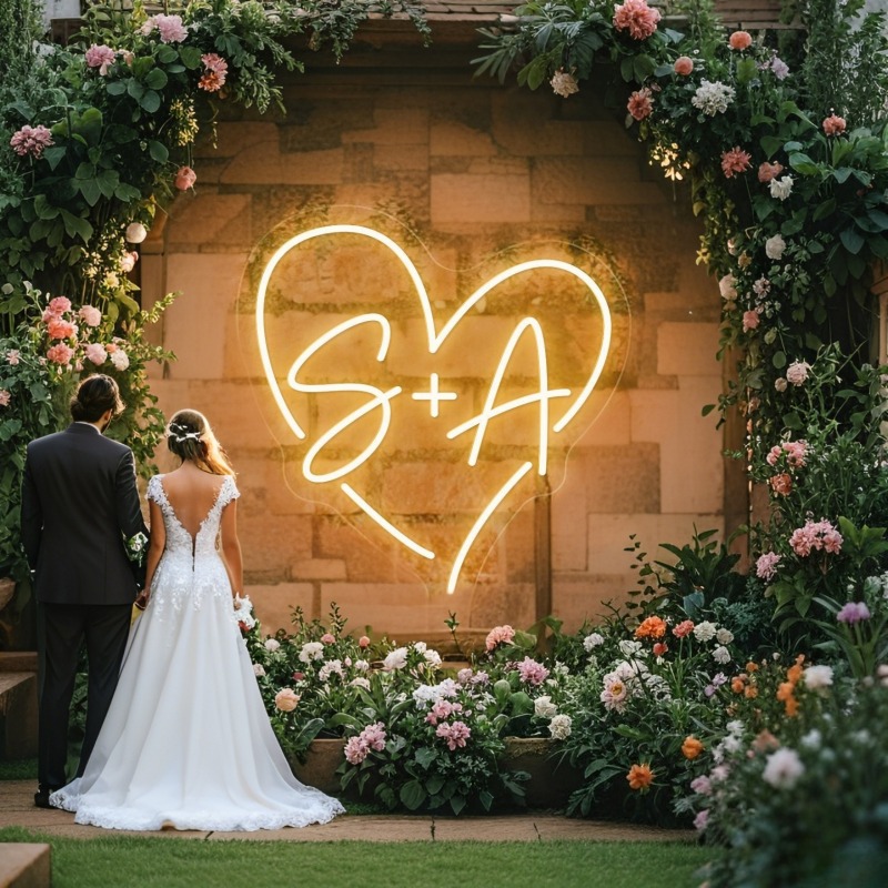 Personalized Engraved Gift - Aangepaste initialen hart LED neon teken,