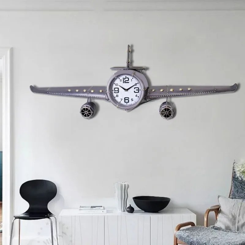 Luxury Lifestyle Living - Woonkamer Stille Wandklokken Metalen Vliegtuigen Creatieve