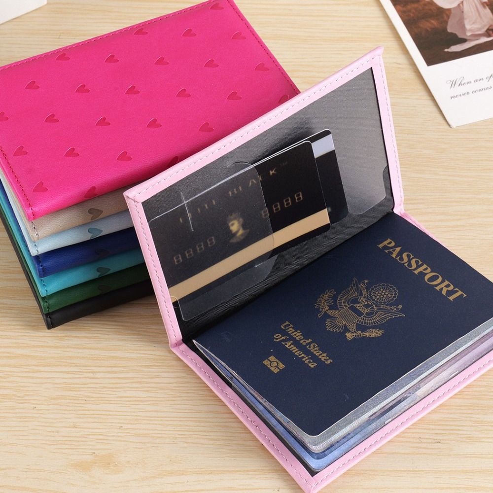 Leather Passport Cover - Luxe geprinte paspoortbeschermer, draagbaar, schattig documentenhoesje,