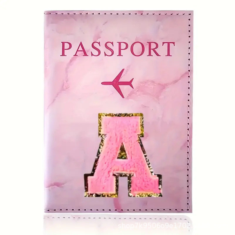 Leather Passport Cover - Roze PU lederen paspoorthouder met borduurlabel,